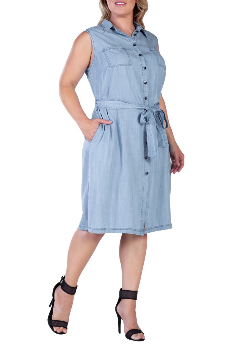 Sleeveless Chambray Shirtdress, Alternate, color, BOUNDLESS BLUE