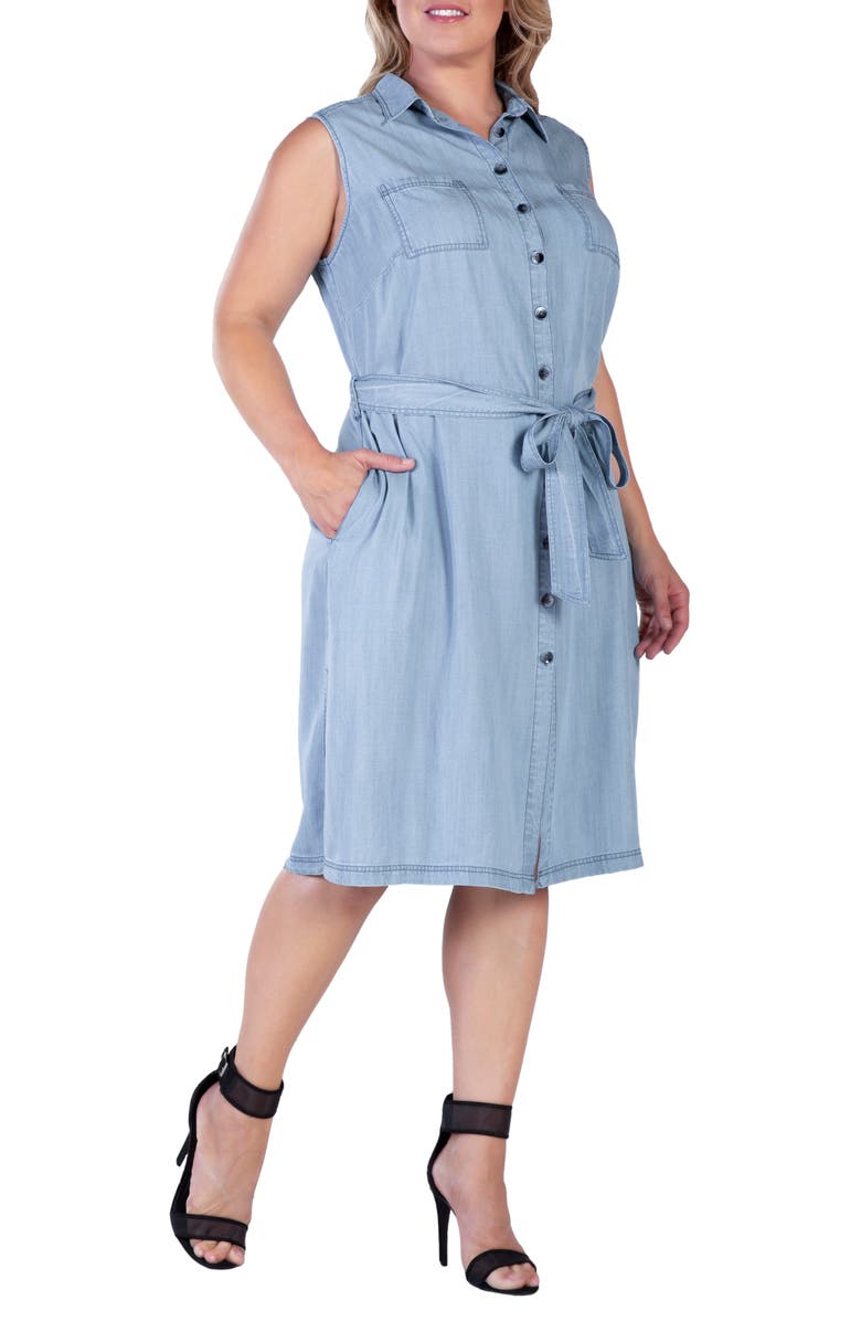 Standards & Practices Sleeveless Chambray Shirtdress, Alternate, color, Boundless Blue