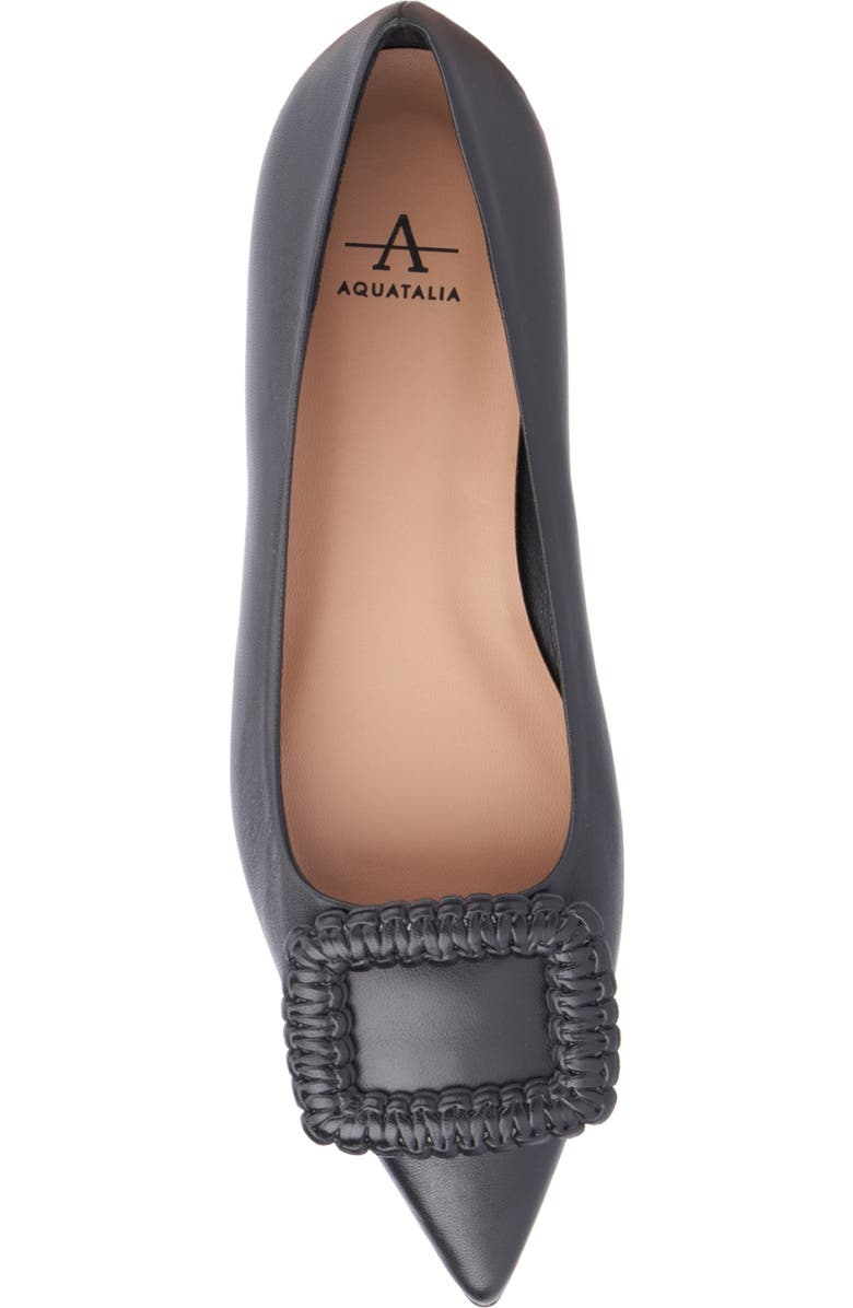 Aquatalia Jena Buckle Weatherproof Pointed Toe Flat, Alternate, color, Black