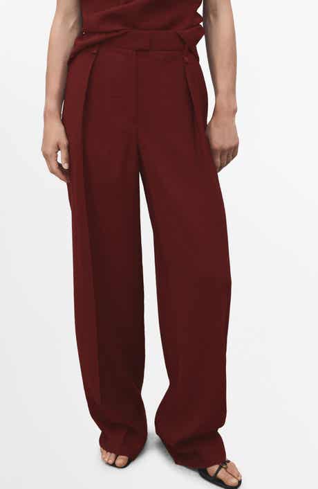 MANGO Pleated Straight Fit Pants