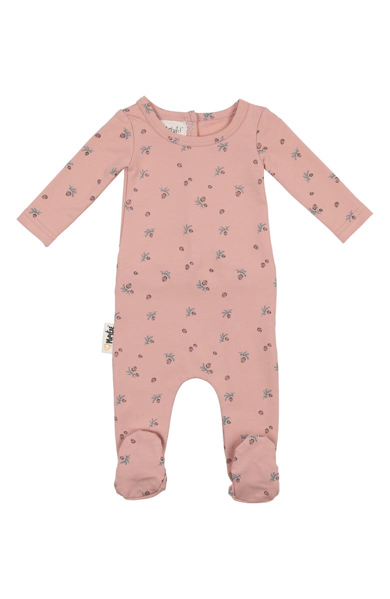 Manière Pine Cone Print Cotton Blend Footie, Main, color,