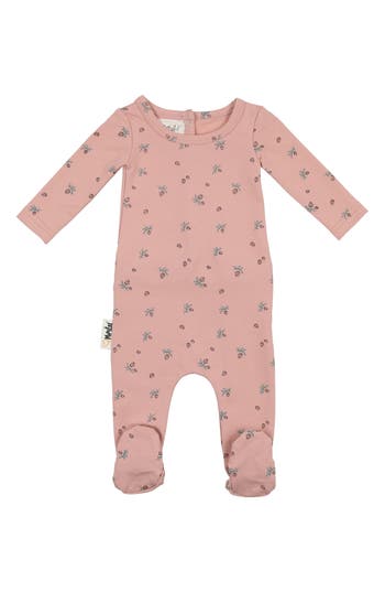Maniere Pine Cone Print Cotton Blend Footie In Purple