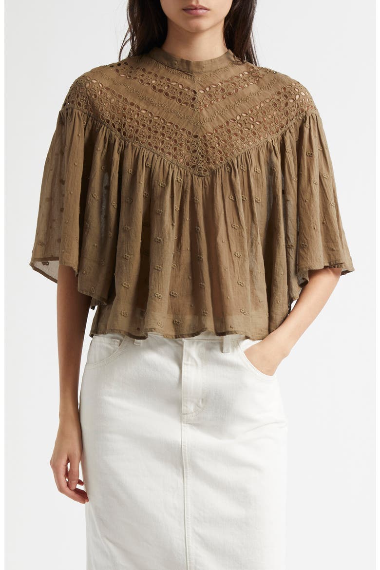 Mikki Eyelet Crop Top, Main, color, MILITARY GREEN