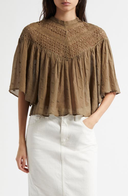 Shop Nili Lotan Mikki Eyelet Crop Top In Military Green
