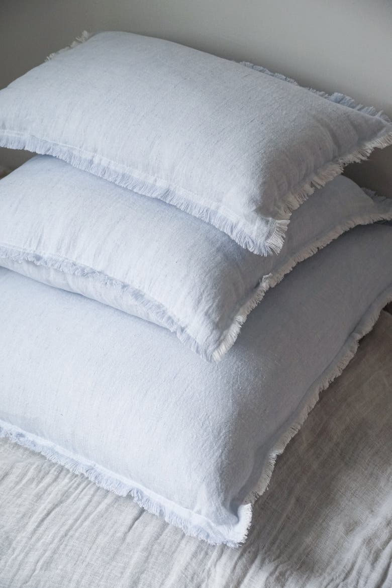 Fringe Soft Linen Pillow with Down Alternative Insert, Alternate, color, Sky Blue