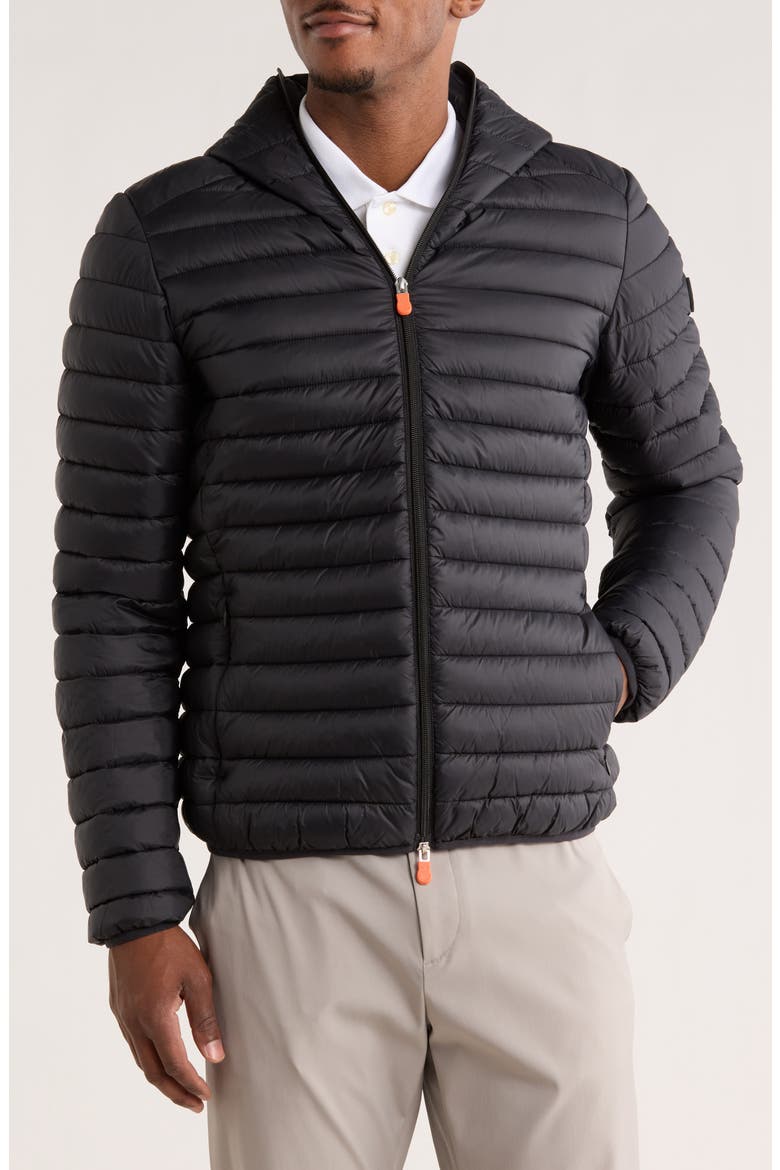 Daniele Water Resistant Hooded Puffer Jacket, Main, color, BLACK