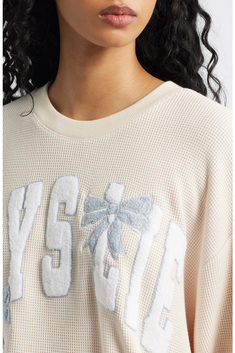 Sunshine & Rainbows Kara Oversize Waffle Knit Sweatshirt, Alternate, color, PEACH