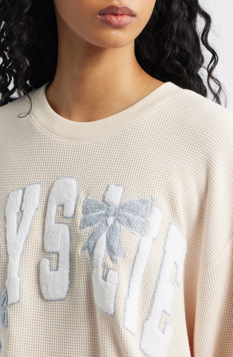 BOYS LIE Sunshine & Rainbows Kara Oversize Waffle Knit Sweatshirt, Alternate, color, Peach