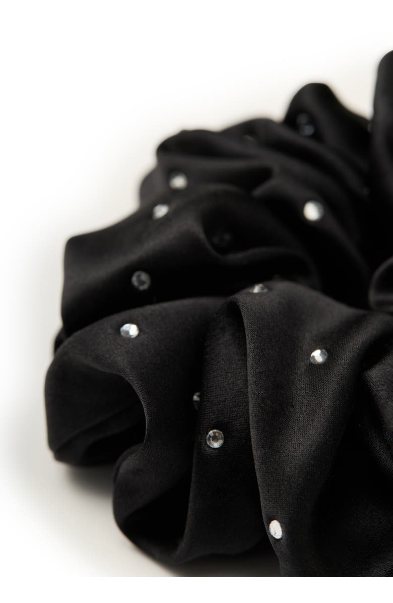 OLAH Crystal Twinkle Silk Scrunchie, Alternate, color, Black