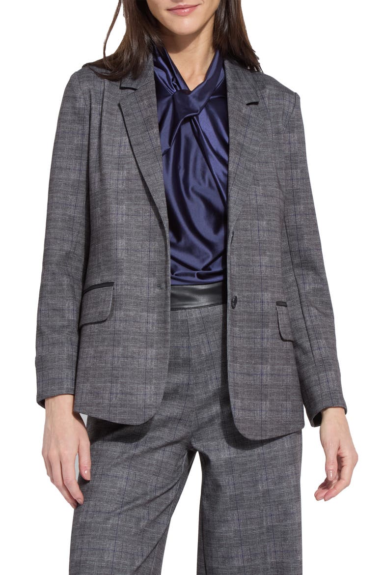 Everest Jacquard Ponte Blazer, Main, color, CHARCOAL GLEN PLAID