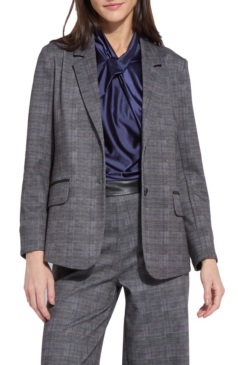 Lysse Everest Jacquard Ponte Blazer, Main, color, Charcoal Glen Plaid