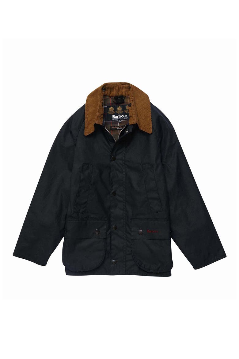 Kids' Contrast Corduroy Collar Waxed Cotton Jacket, Main, color, NAVY
