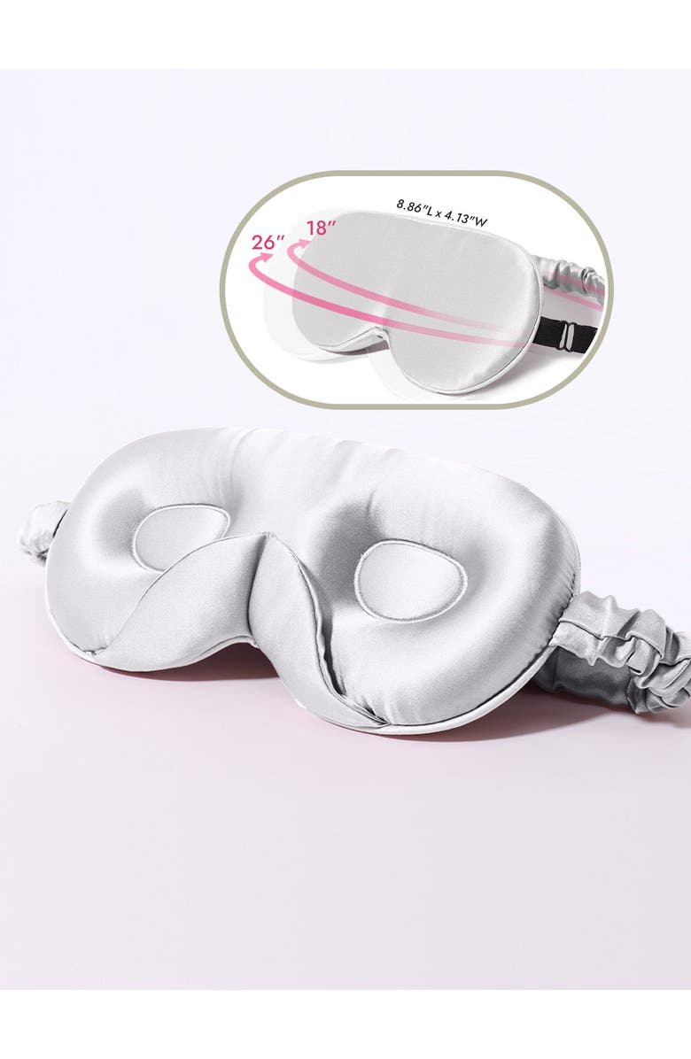 SILKSILKY 22 Momme Mulberry Silk Upgraded 3D Adjustable Eye Mask, Main, color, Lightgray