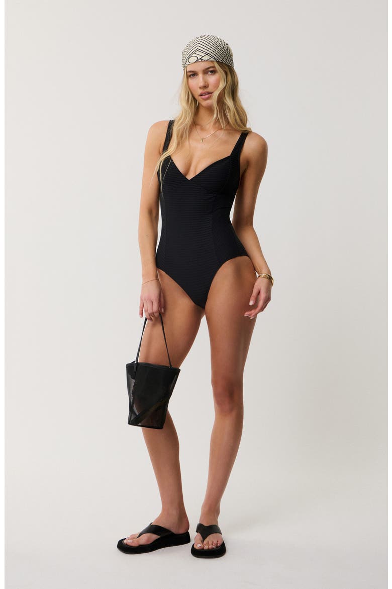 Premium Surf D- & DD-Cup Rib One-Piece Swimsuit, Alternate, color, BLACK