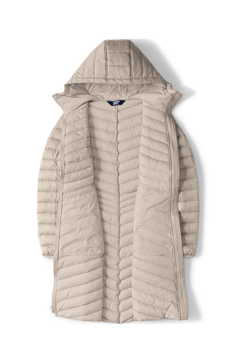 Lands' End Ultralight Packable Long Down Coat, Alternate, color, Dusk Gray