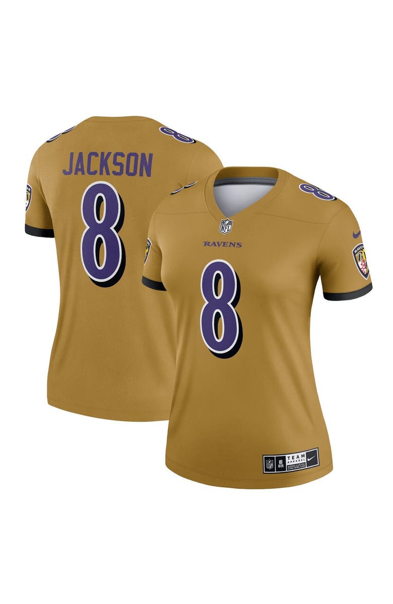 Nike Women's Nike Lamar Jackson Gold Baltimore Ravens Inverted Legend Jersey, Main, color, 