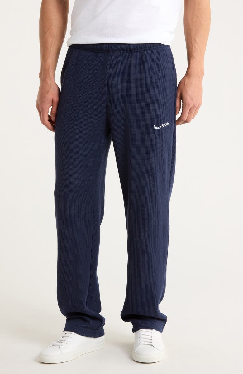 Museum of Peace & Quiet Wordmark Waffle Knit Pants, Main, color, Navy