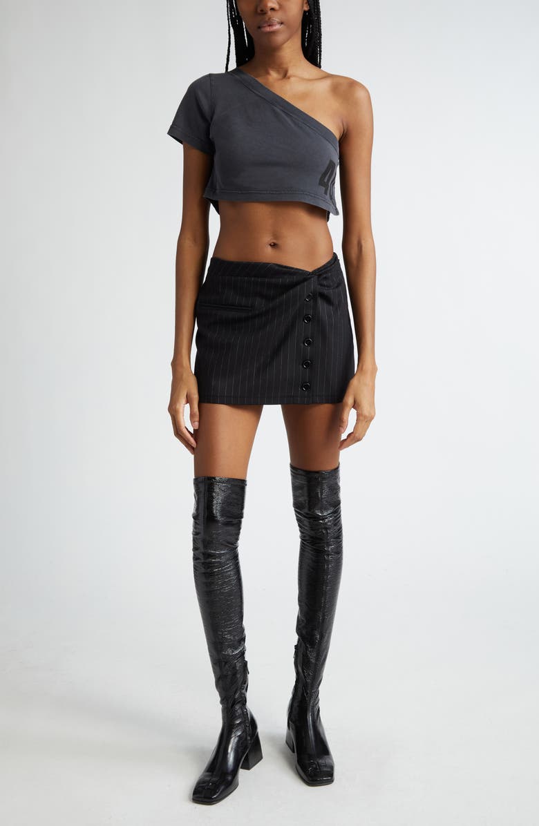 Courrèges Tuba Print Graphic One-Shoulder Crop Top, Alternate, color, 