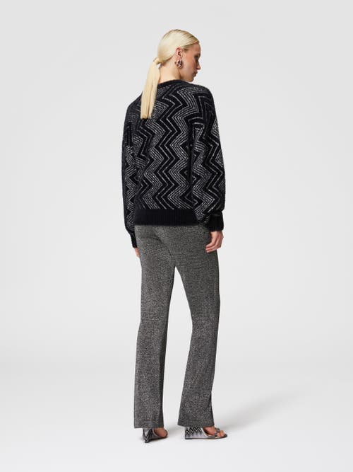 Shop Missoni Zigzag Crewneck Pullover With Sequins In Black & Silver