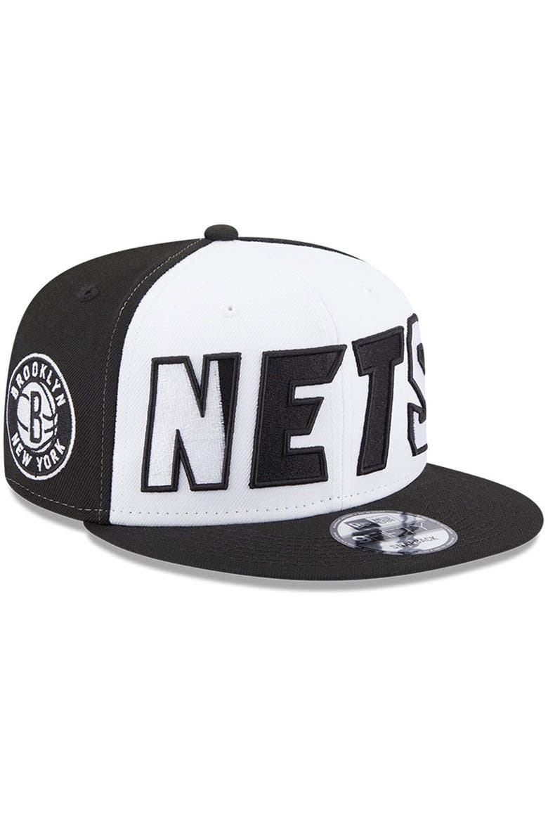 Men's New Era  White/Black Brooklyn Nets Back Half 9FIFTY Snapback Hat, Main, color, White