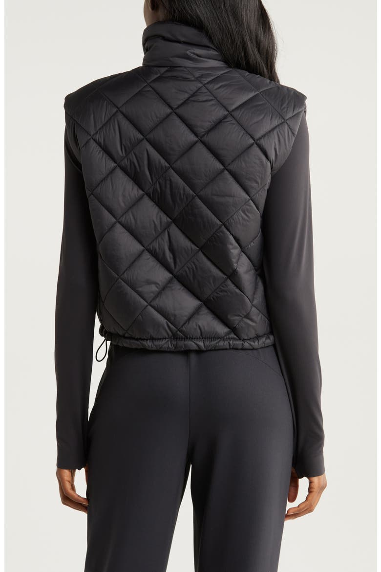 Reversible Quilted Nylon Puffer Vest, Alternate, color, BLACK