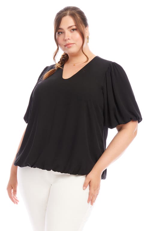 Karen Kane Puff Sleeve Crepe Top In Black