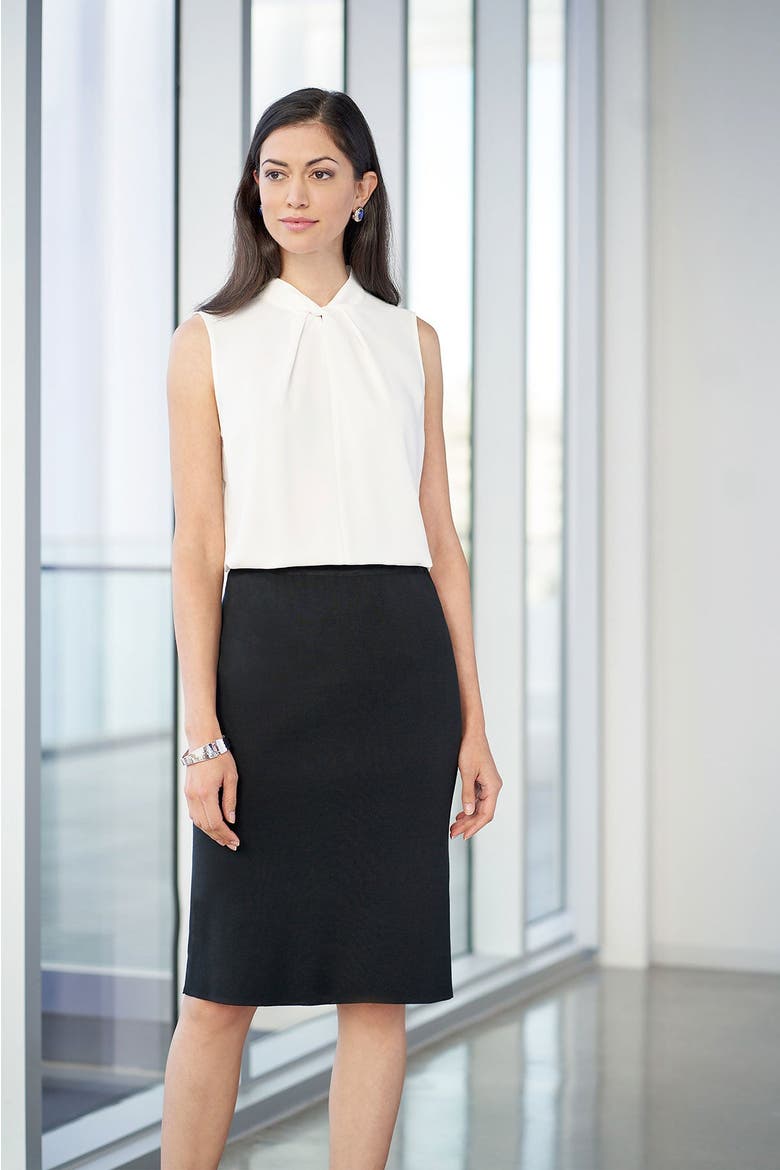 Below the Knee Straight Knit Skirt, Alternate, color, Black