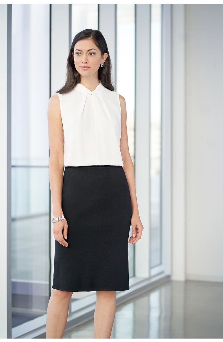 Ming Wang Below the Knee Straight Knit Skirt, Alternate, color, Black