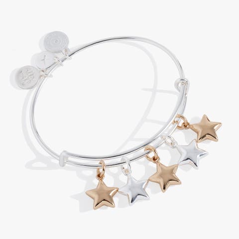 Puffy Star Multi Charm Bangle Bracelet