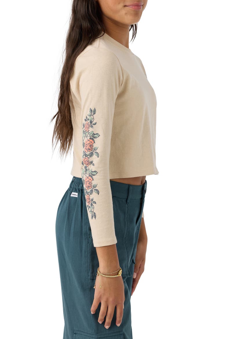Kids' Rose Vine Cotton Graphic Crop T-Shirt, Alternate, color, CEMENT
