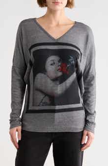 GO COUTURE Romantic Rose Graphic Sweater