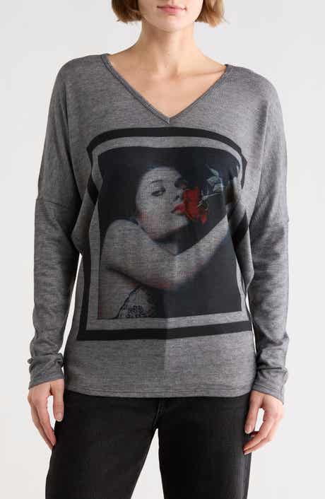 GO COUTURE Romantic Rose Graphic Sweater