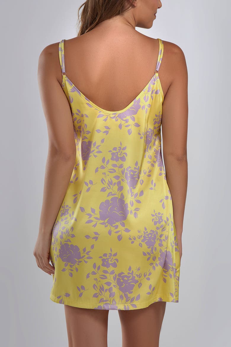 Floral Printed Satin Chemise Nightgown, Alternate, color, Yellow-Purple