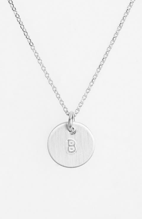 Sterling Silver Initial Mini Disc Necklace