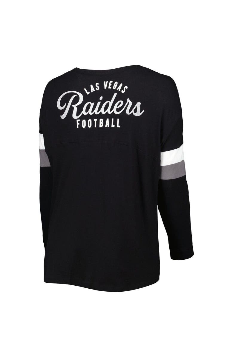 New Era Women's New Era Black Las Vegas Raiders Plus Size Athletic Varsity Lace-Up V-Neck Long Sleeve T-Shirt, Alternate, color,