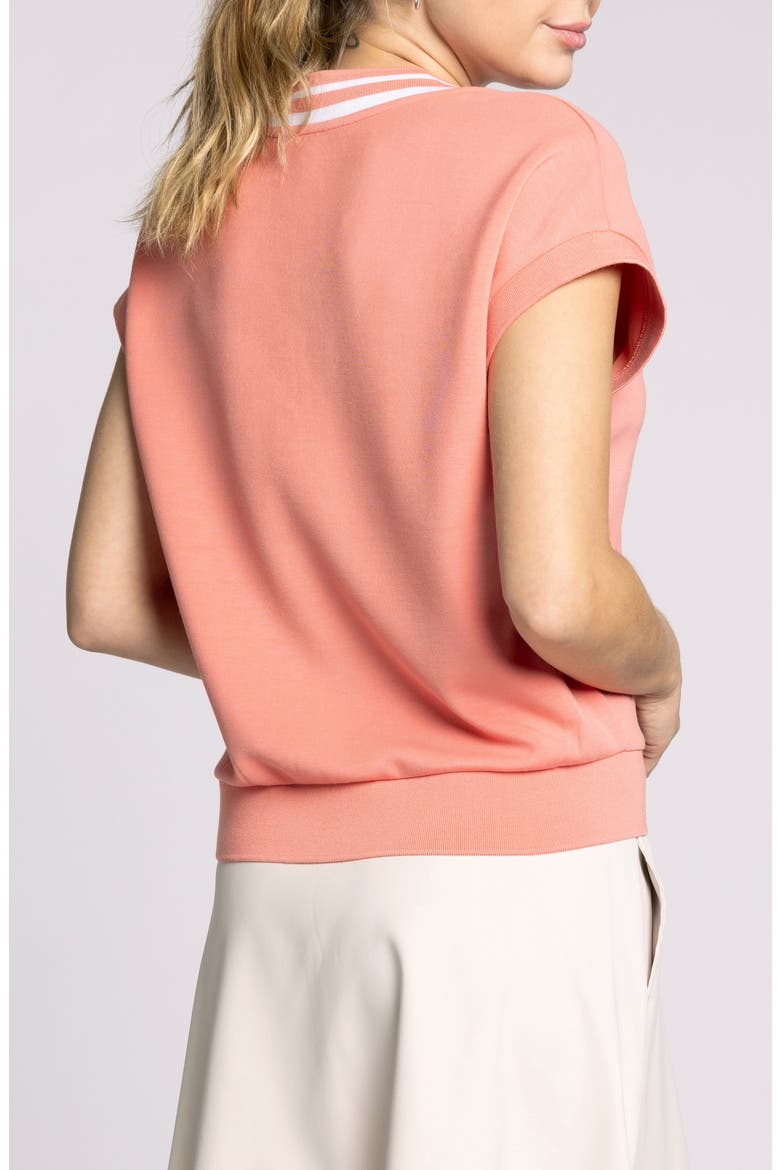 Rhonda Stripe Knit Top, Alternate, color, CORAL VARSITY