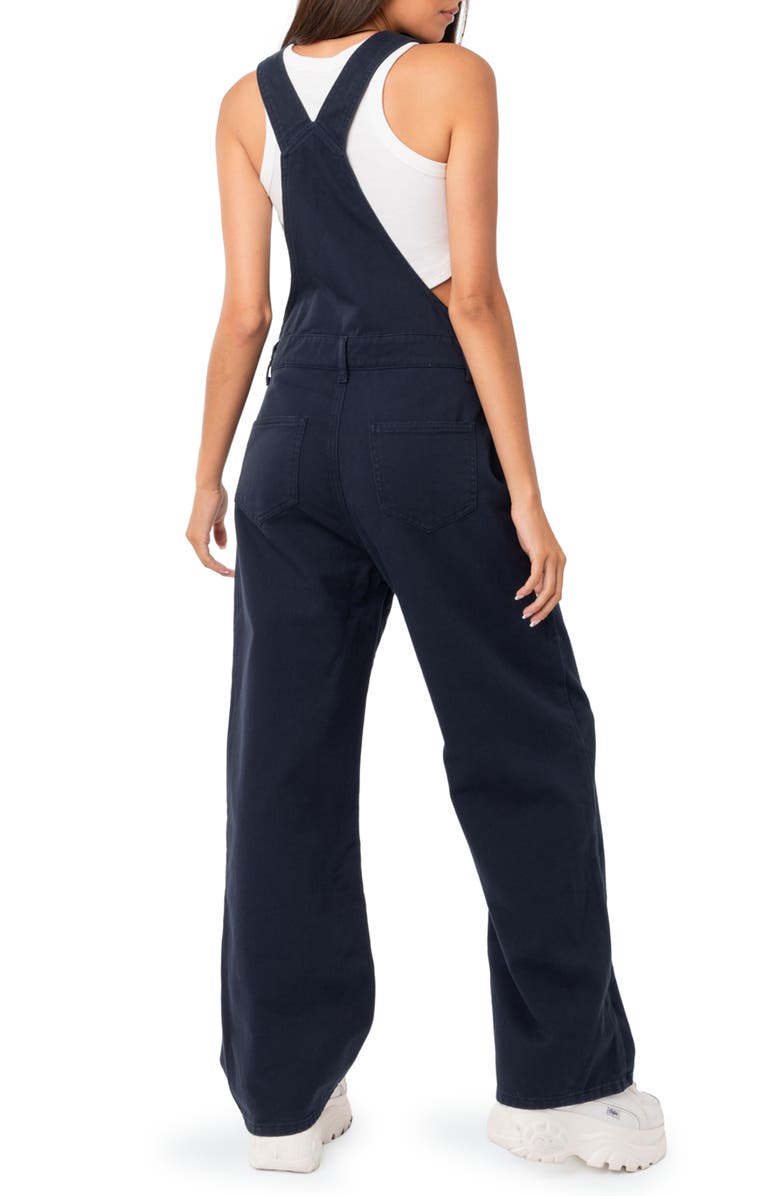 EDIKTED Sk8ter Wide Leg Denim Overalls, Alternate, color, Blue