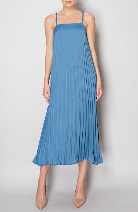 Braided Strap Pleated Midi Dress