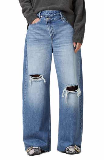 Aki Crossover Ripped Wide Leg Jeans
