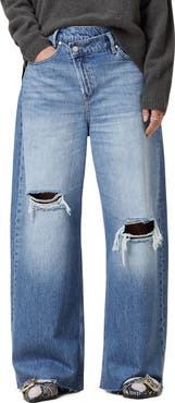 AllSaints Aki Crossover Ripped Wide Leg Jeans