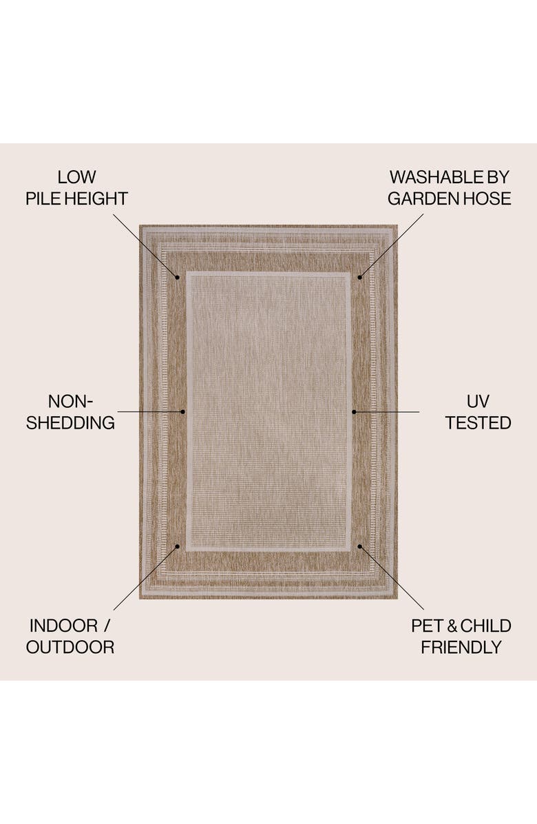 JONATHAN Y Beckett Classic Casual Border Stripe Indoor/Outdoor Area Rug, Alternate, color, Beige/Cream