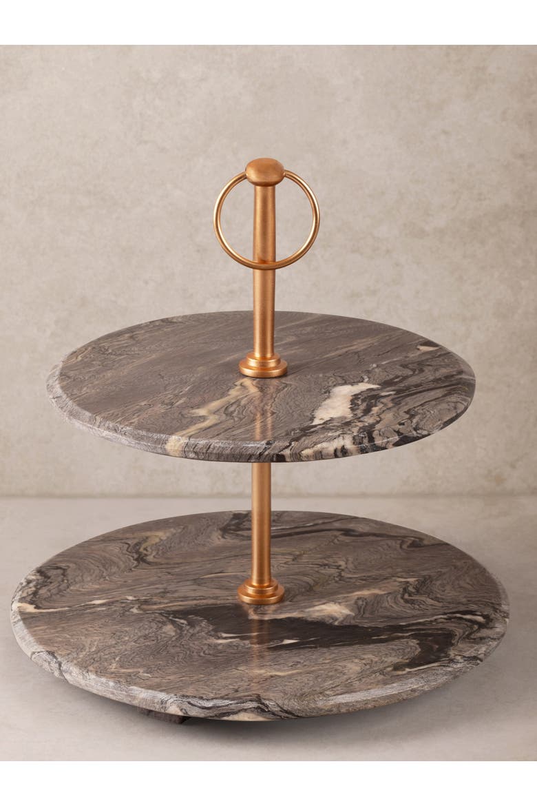 Heavenly Brown Onyx Two-Tier Cake Stand, Main, color, Brown