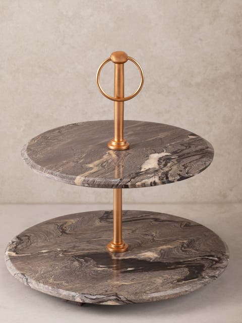 Heavenly Brown Onyx Two-Tier Cake Stand