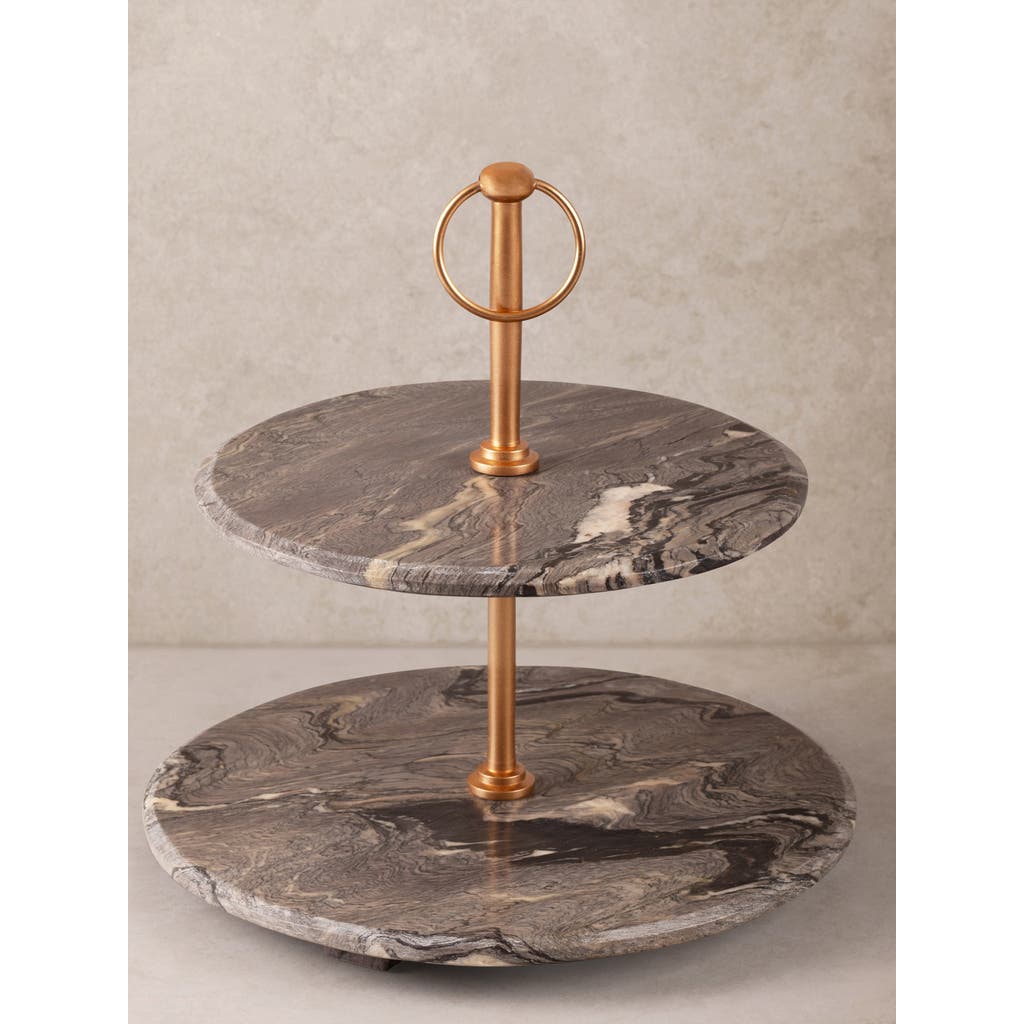 Gauri Kohli Heavenly Brown Onyx Two-tier Cake Stand In Brown