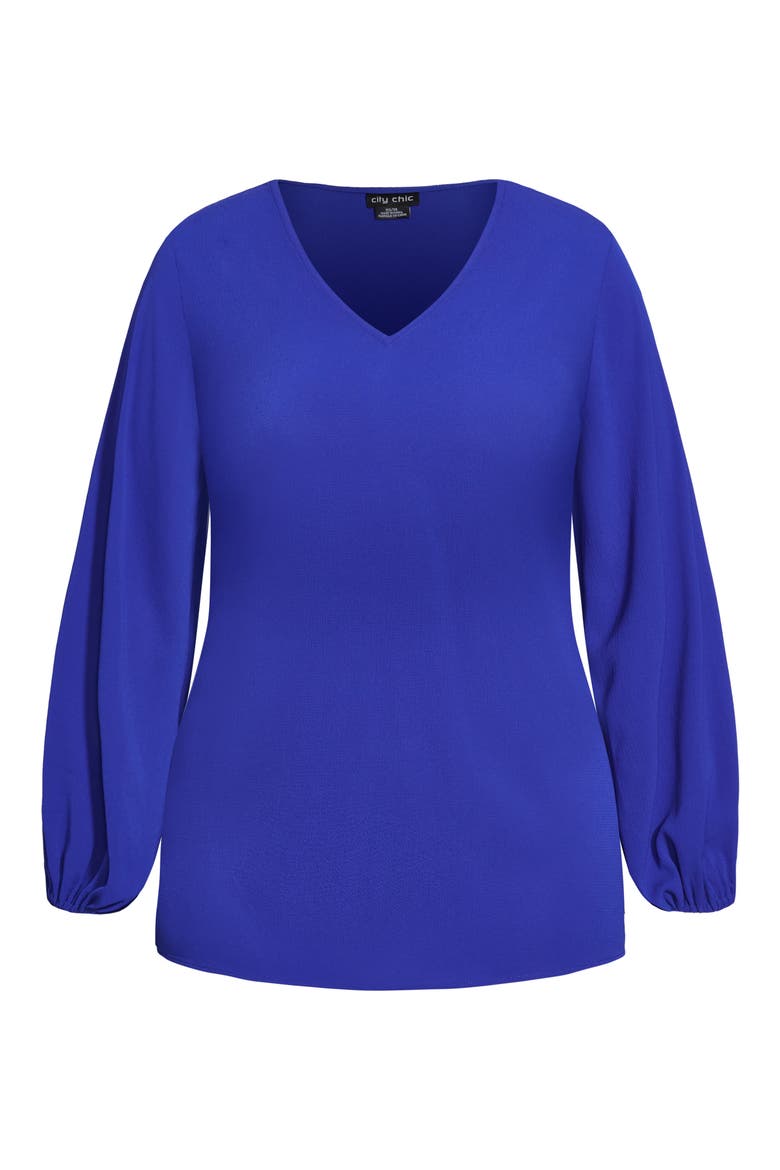 Pippa Blouson Sleeve V-Neck Top, Alternate, color, COBALT