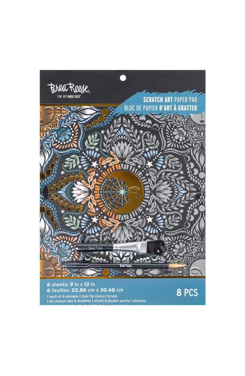 Brea Reese Scratch Art Paper Pad Moon & Sun 6 Designs, Main, color, Multicolored