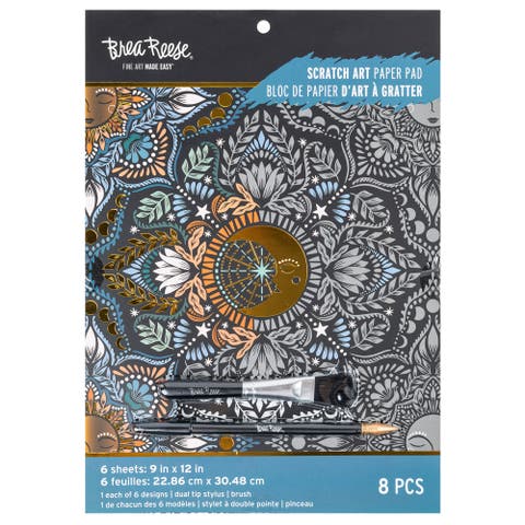 Scratch Art Paper Pad Moon & Sun 6 Designs