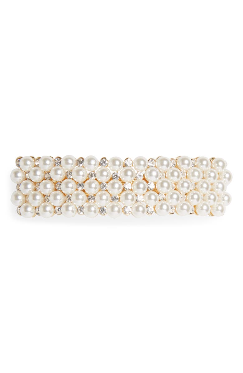 Tasha Crystal & Imitation Pearl Embellished Barrette, Main, color, 