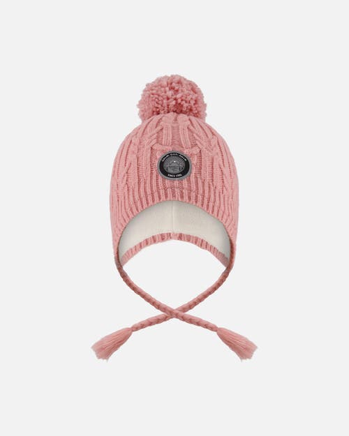 Deux Par Deux Lined Winter Hat With Pompom In Pink