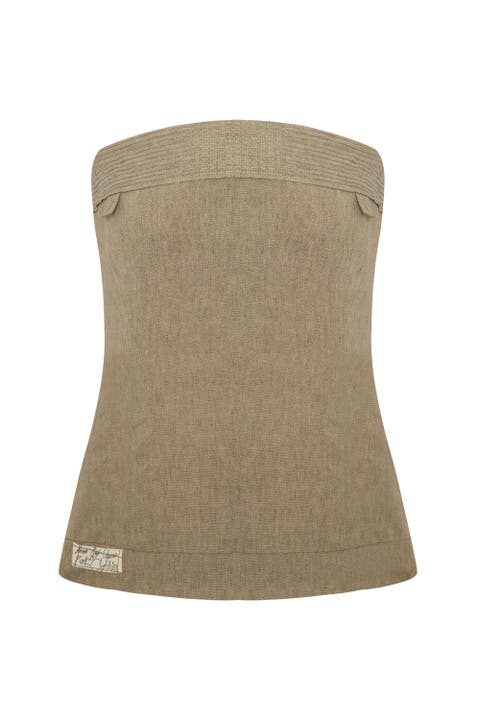 Linen Blend Strap Top